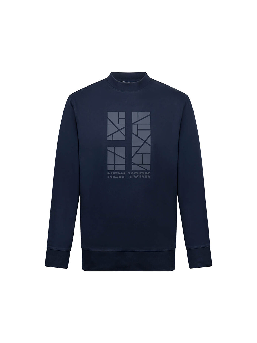 Lacivert Regular Fit Baskılı Pamuklu Bisiklet Yaka Sweatshirt