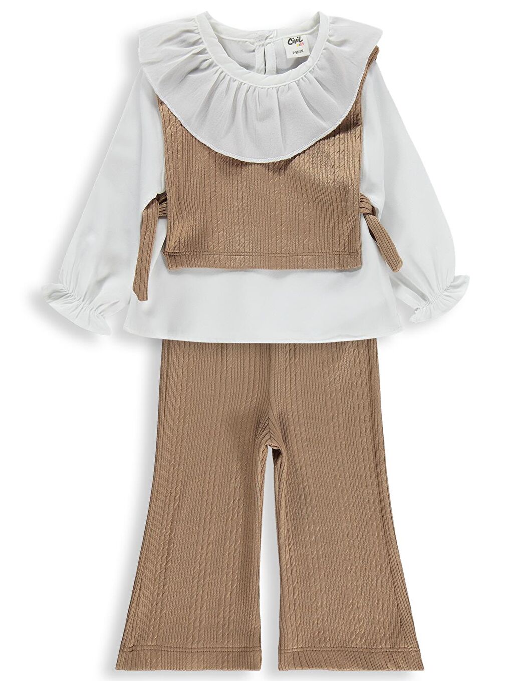Baby Bebe Yakalı 6-18 Ay Takım - Bej 12-18 Ay-1