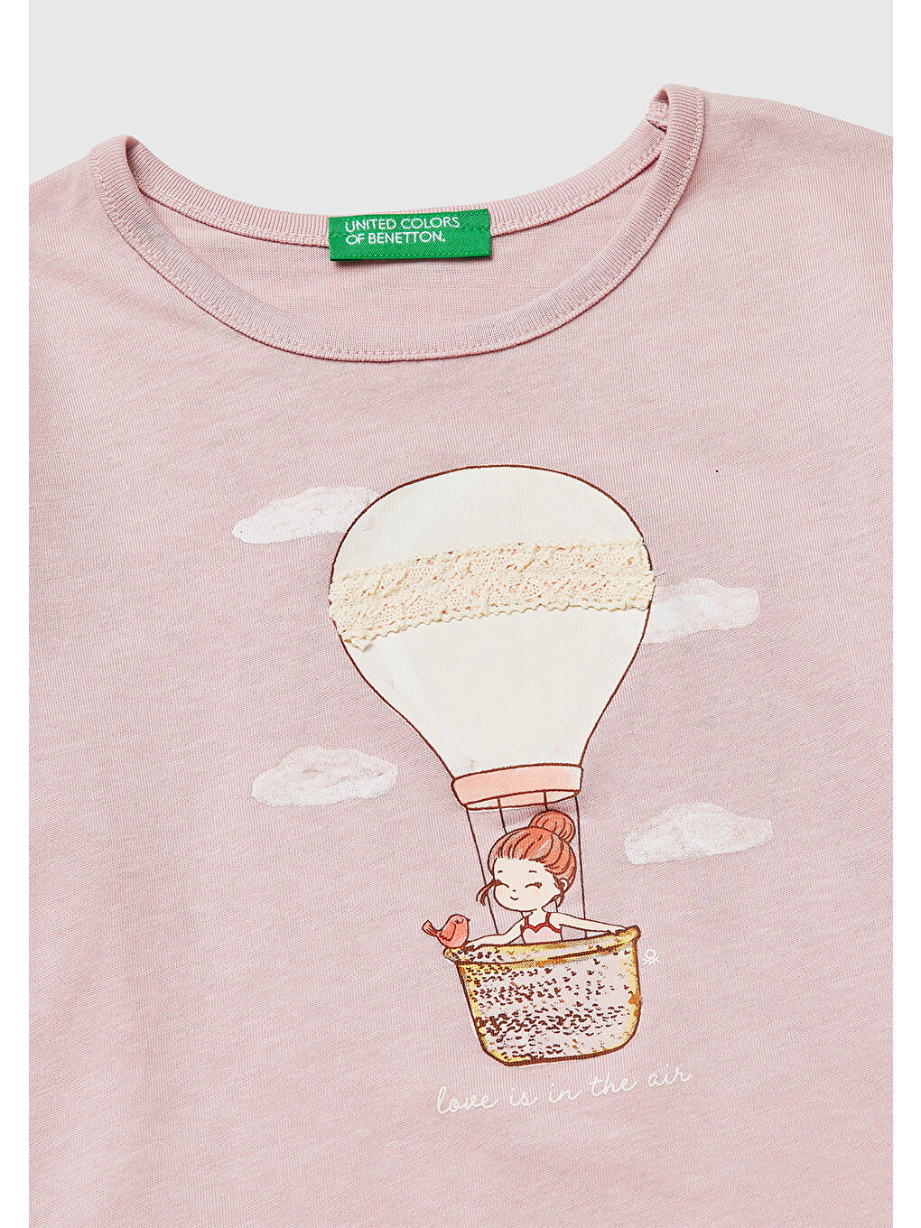 Pembe Kız Çocuk Gül Kurusu Baskılı Uzun Kollu Bisiklet Yaka T-Shirt-2