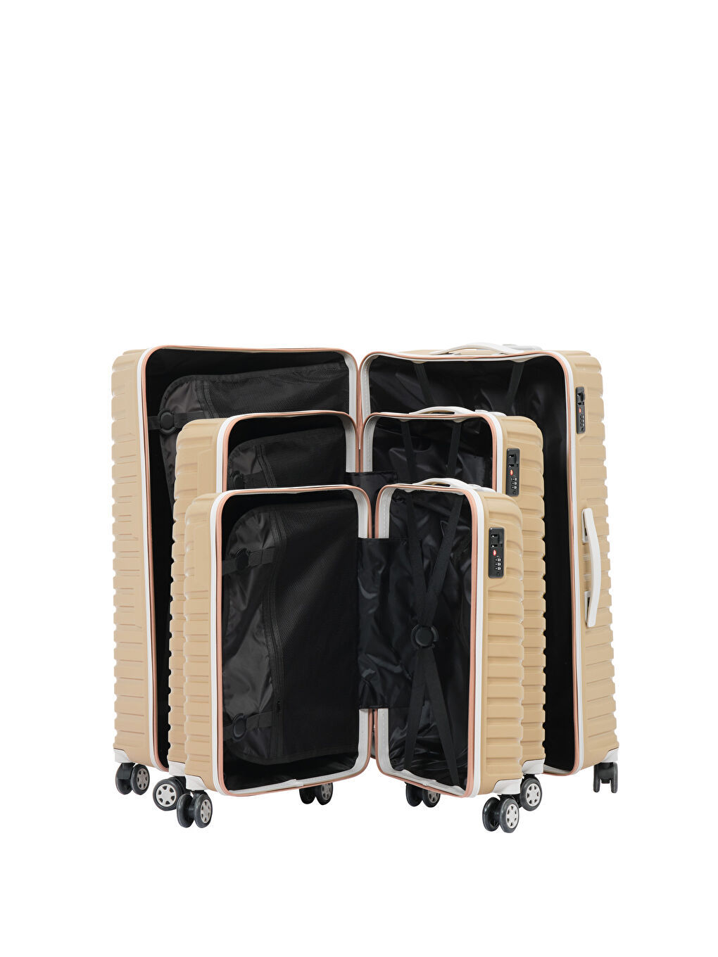 Sarı 3’lü Set Gold-Krem PP Valiz-5