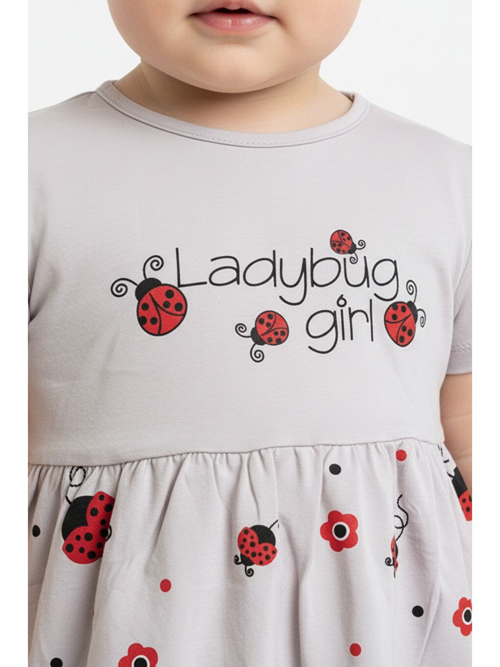 Lila Kız Bebek Bisiklet Yaka Kısa Kollu Belden Oturtmalı Baskılı Elbise  22270-3