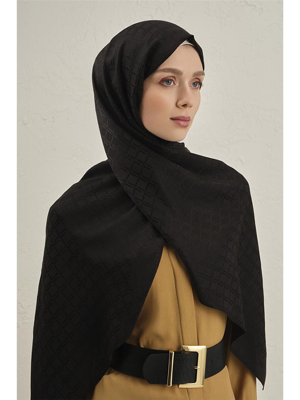 Siyah Pamuk Floş Çapraz Desen Şal 2 01-2