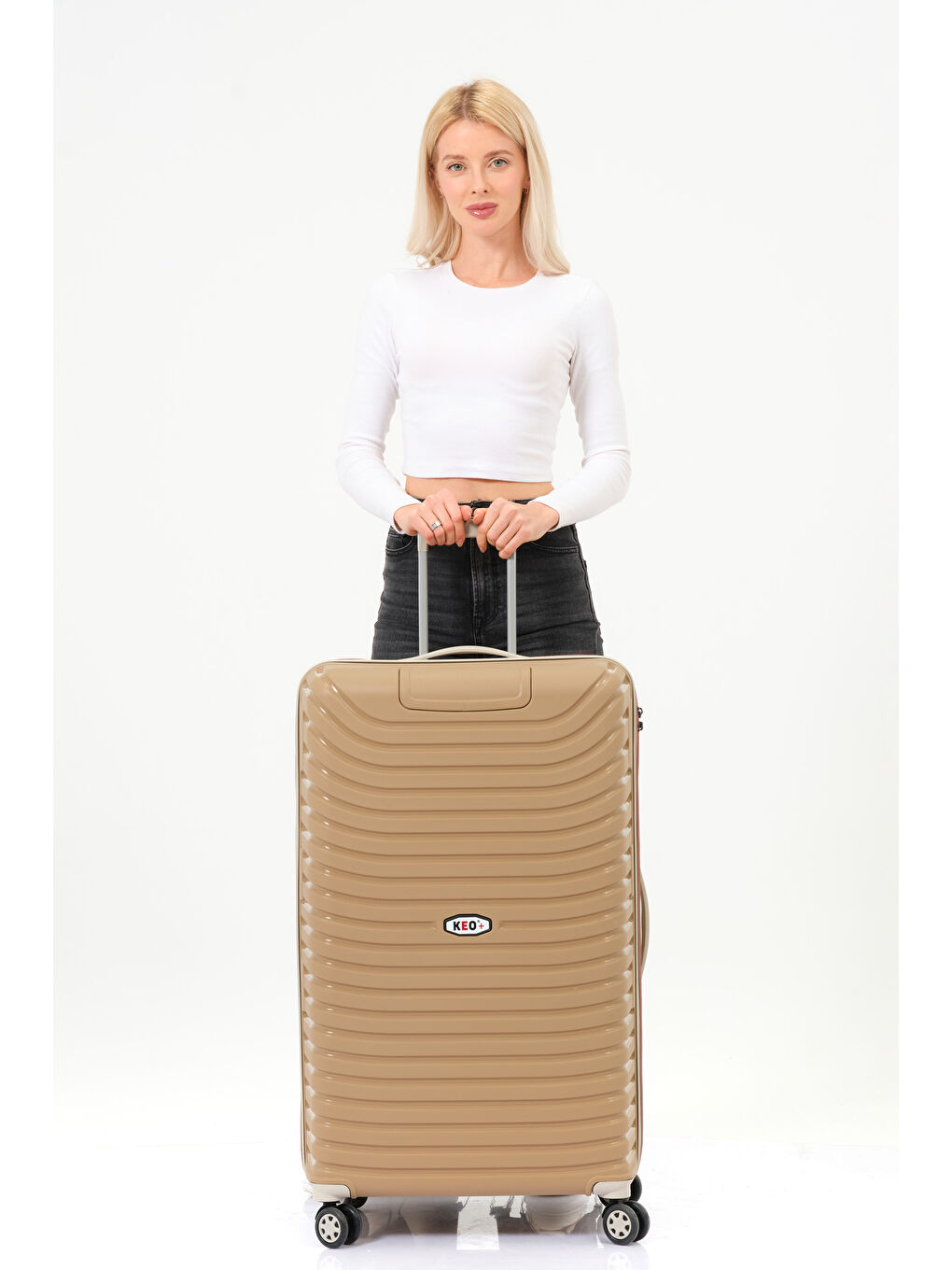 Sarı Büyük Boy Gold-Krem PP Valiz-2