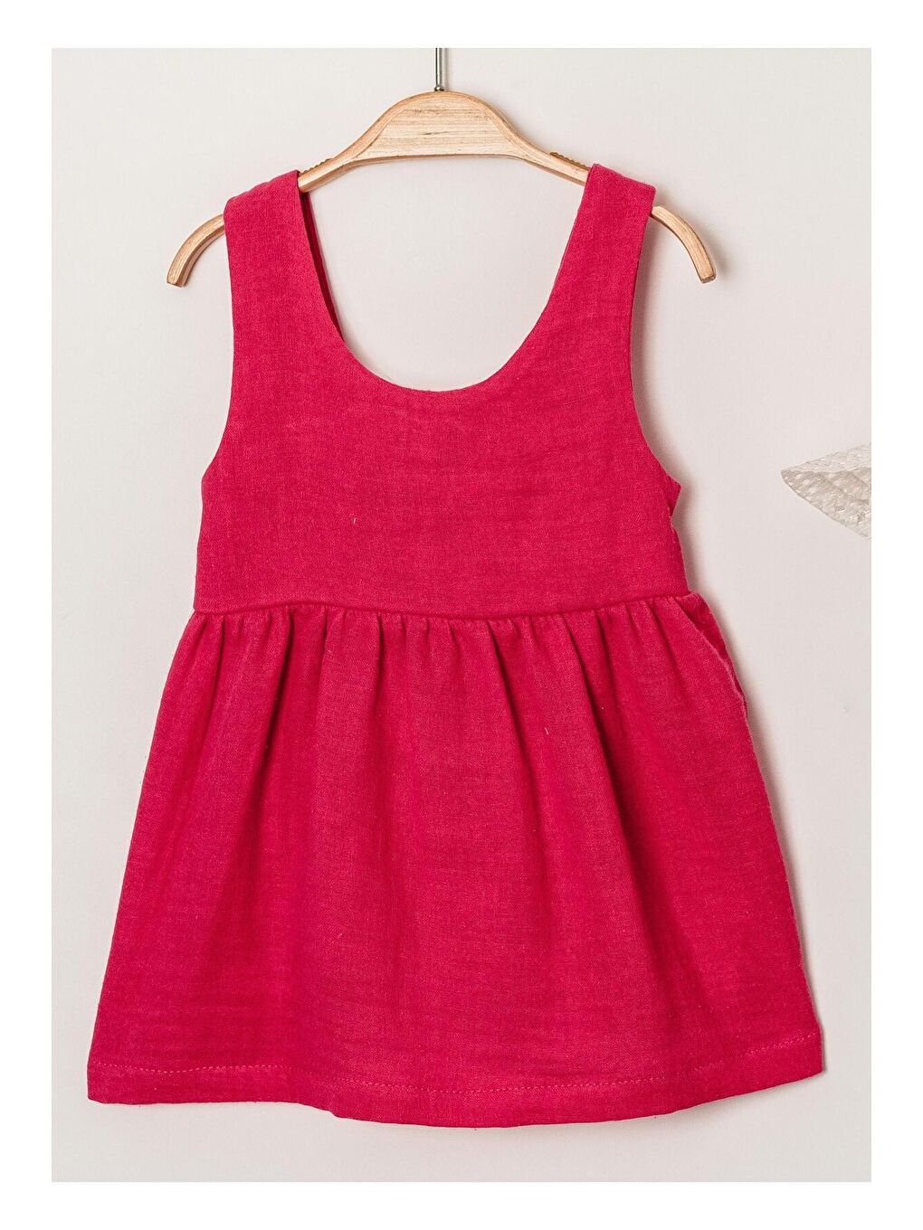 Yeşil Tatlı Müslin Şapkalı Fiyonklu Kız Bebek Elbisesi-1