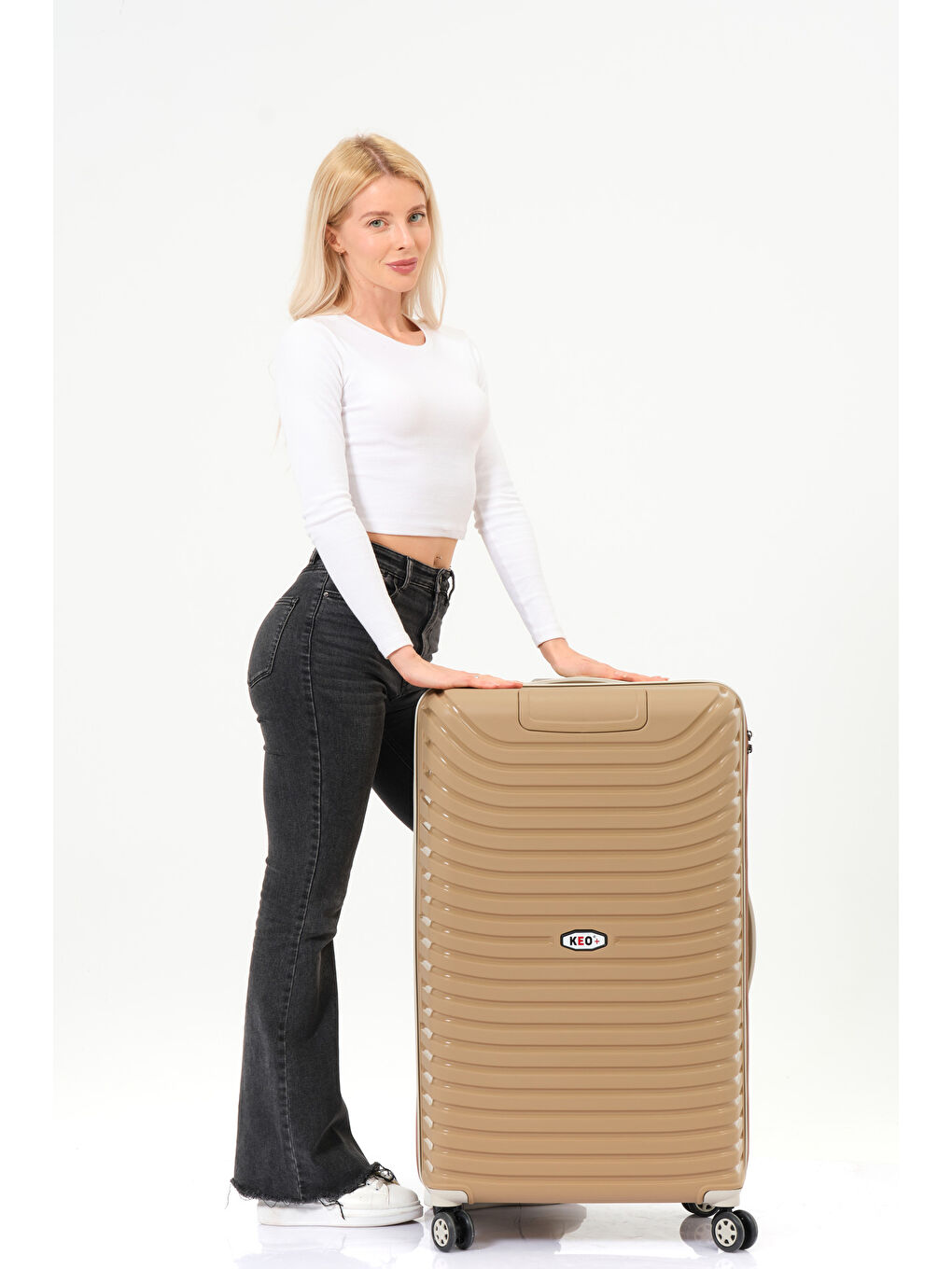 Sarı Büyük Boy Gold-Krem PP Valiz-9