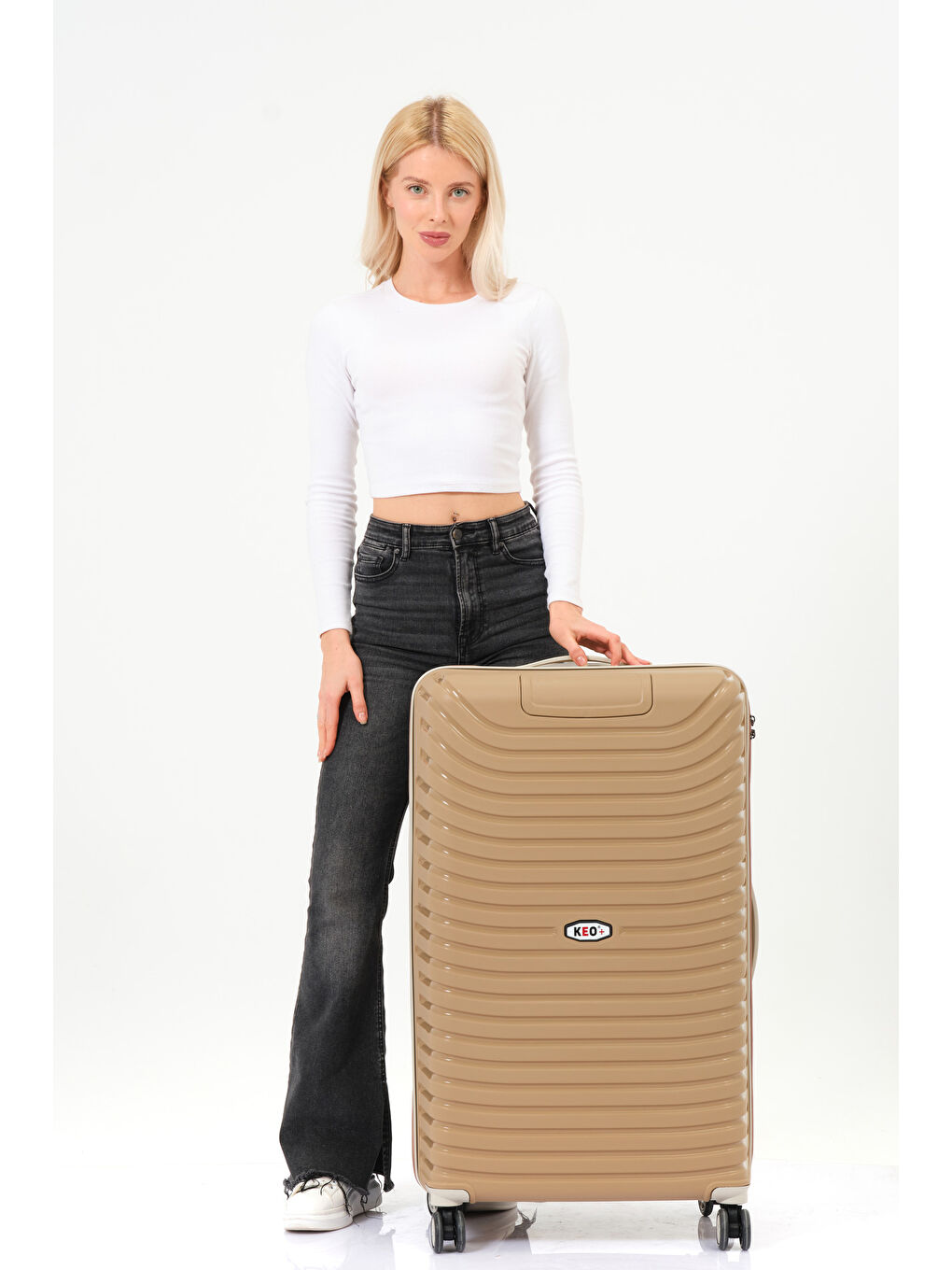 Sarı Büyük Boy Gold-Krem PP Valiz-10