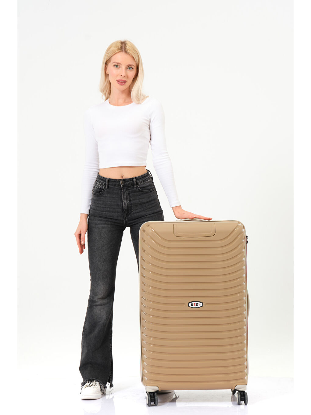 Sarı Büyük Boy Gold-Krem PP Valiz-11