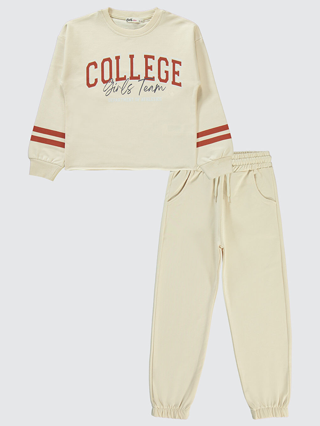 Bej Girls Kız Çocuk Eşofman Takımı 6-9 Yaş Fil Dişi