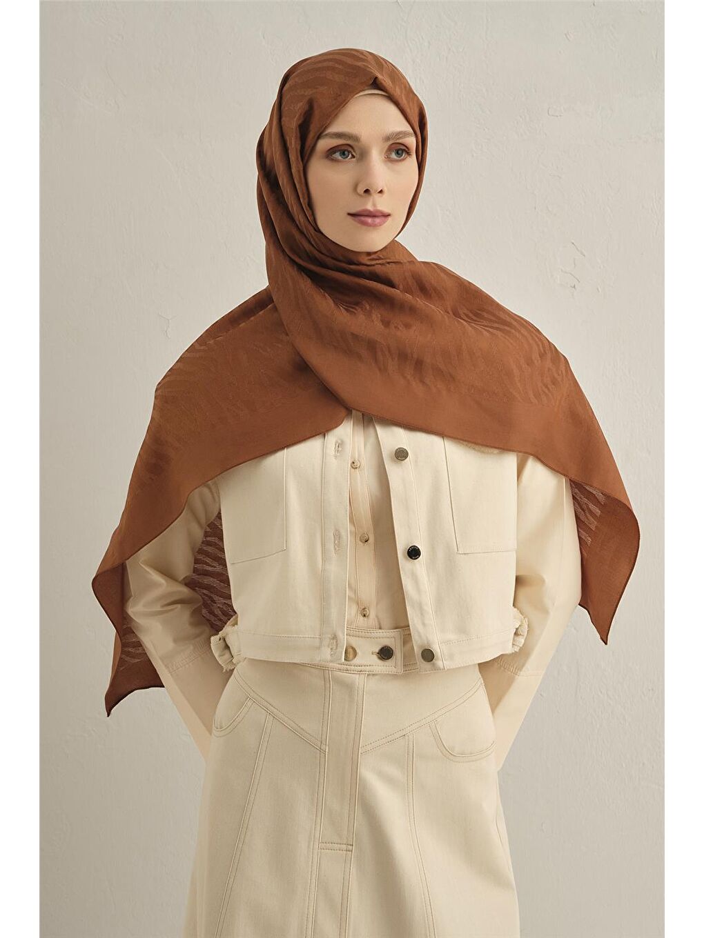 Kahverengi Pamora Zebra Desen Şal 1 16