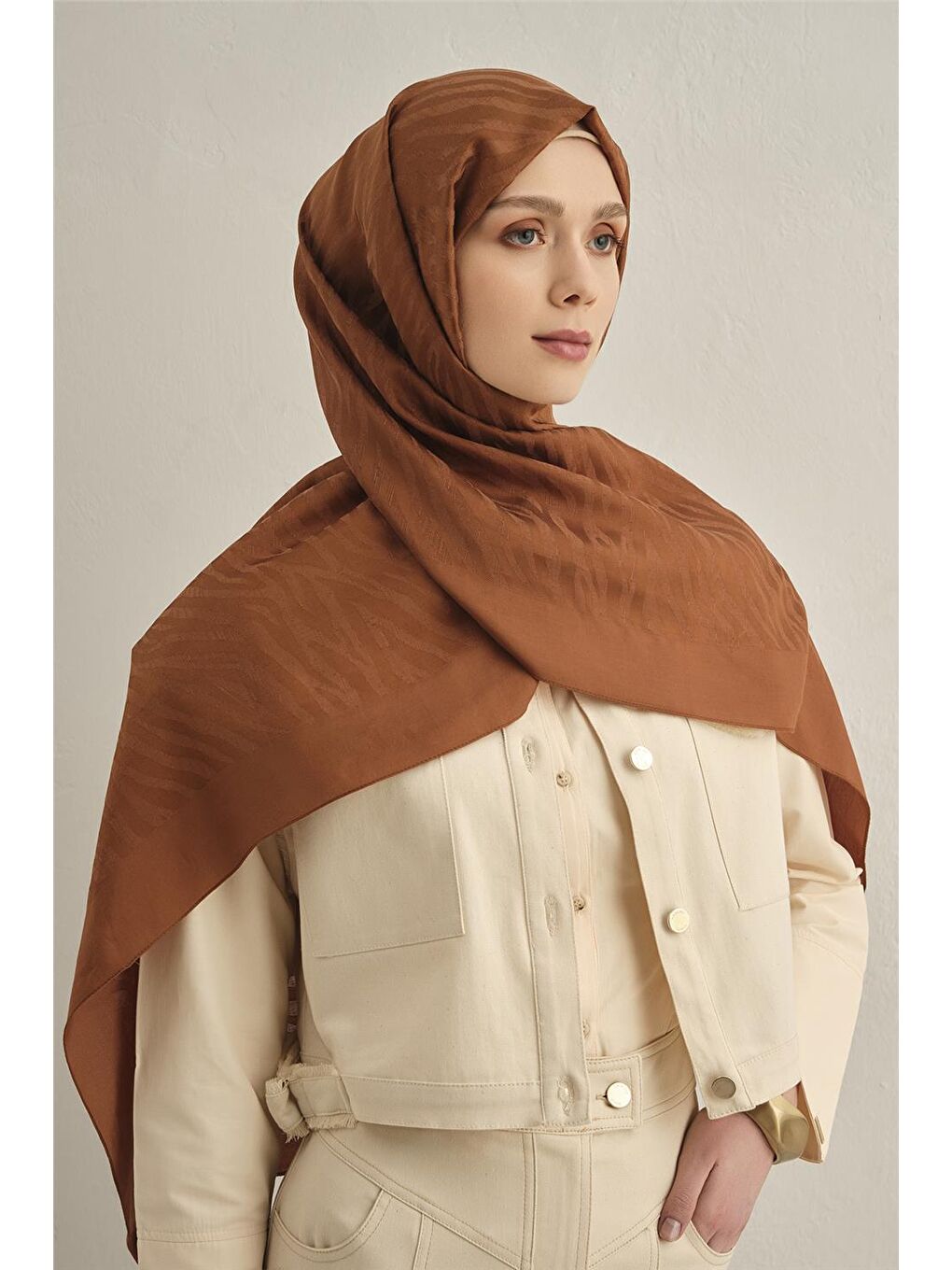 Kahverengi Pamora Zebra Desen Şal 1 16-1