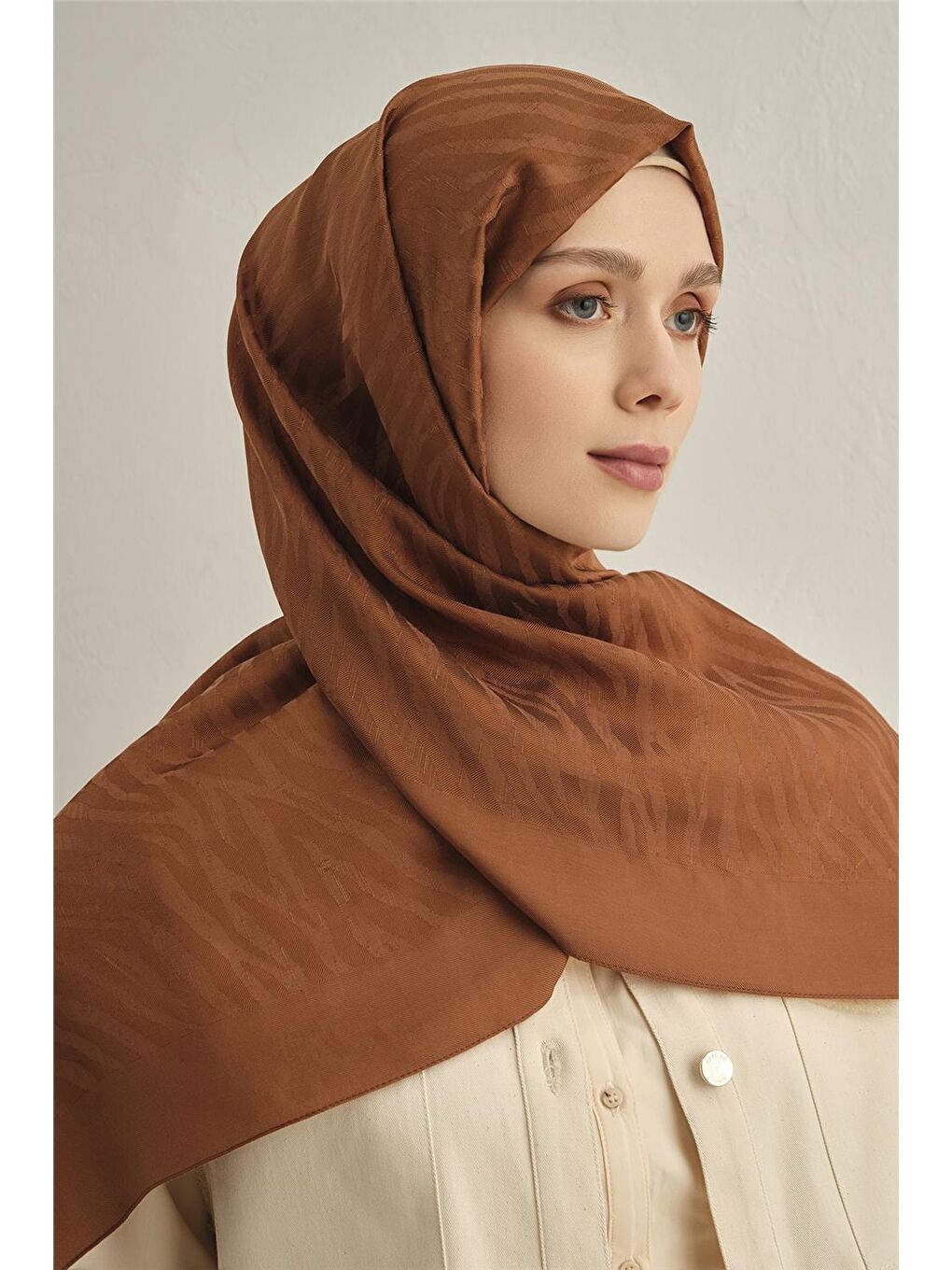 Kahverengi Pamora Zebra Desen Şal 1 16-3