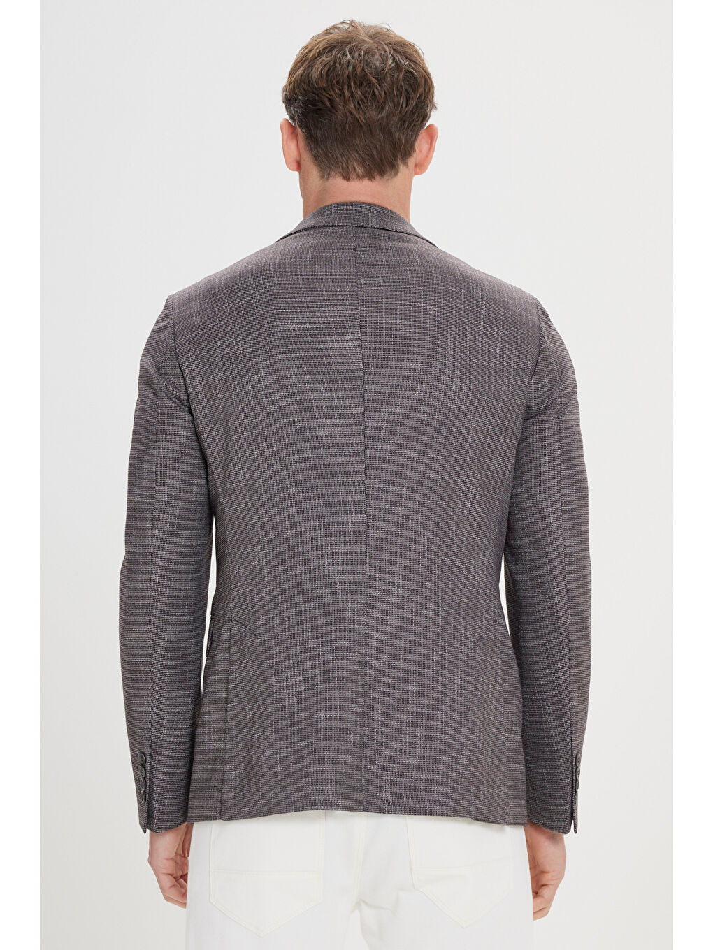 Erkek Siyah-Bordo Slim Fit Dar Kesim Mono Yaka Desenli Blazer Ceket-6