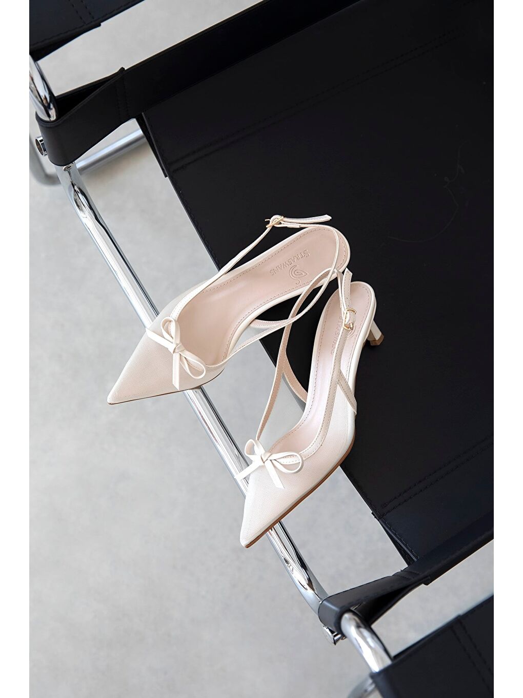 Noble Kadın Topuklu File Detay Kırışık Deri Ayakkabı Bej-1