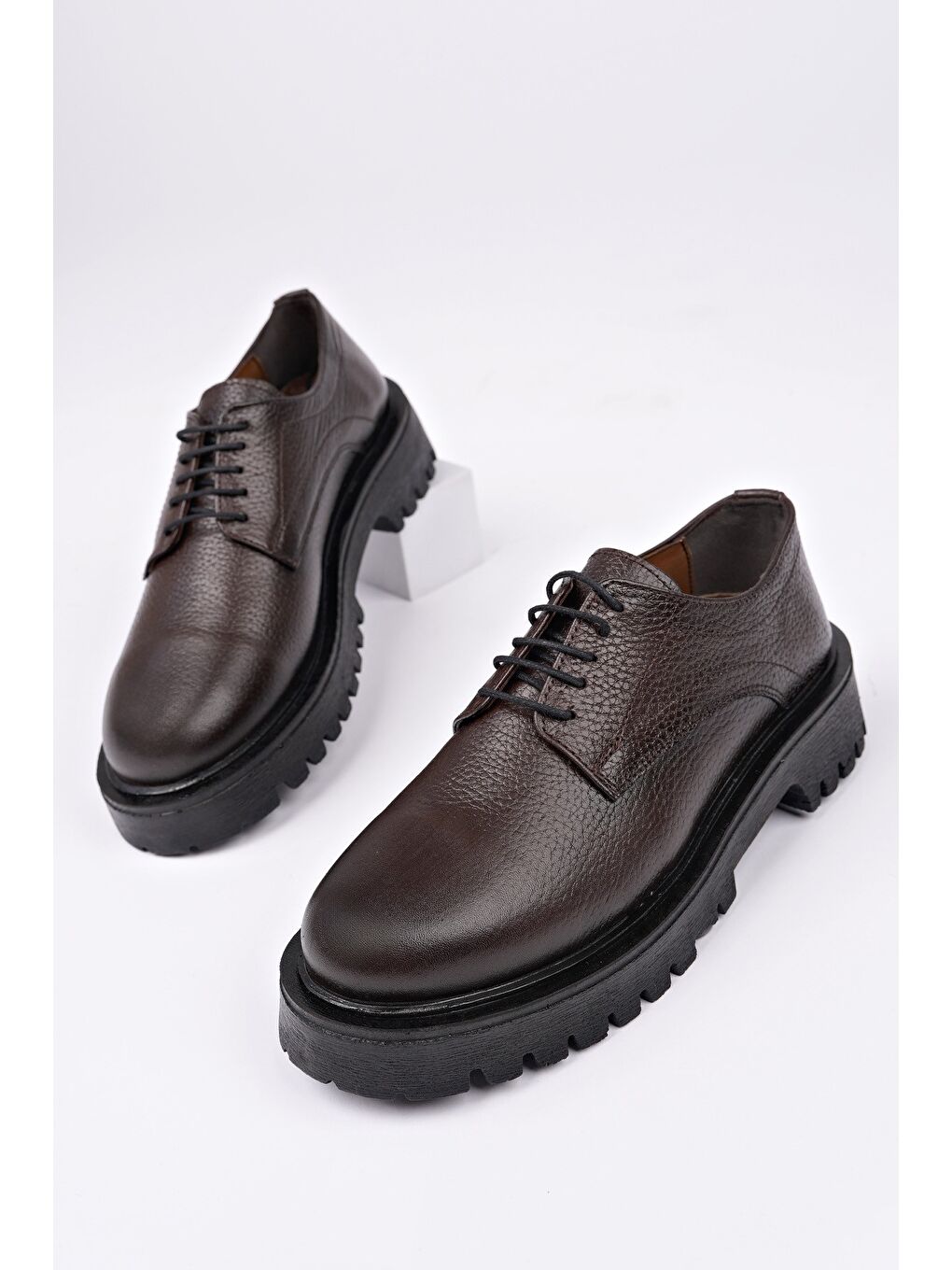 Kahverengi BLANCA Kadın Bağcıklı Hakiki Deri Kalın Taban Günlük Casual Makosen Ayakkabı-1