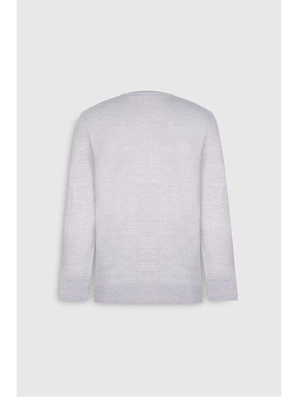 Erkek Açık Gri Standart Fit Normal Kesim Bisiklet Yaka Triko Kazak-8