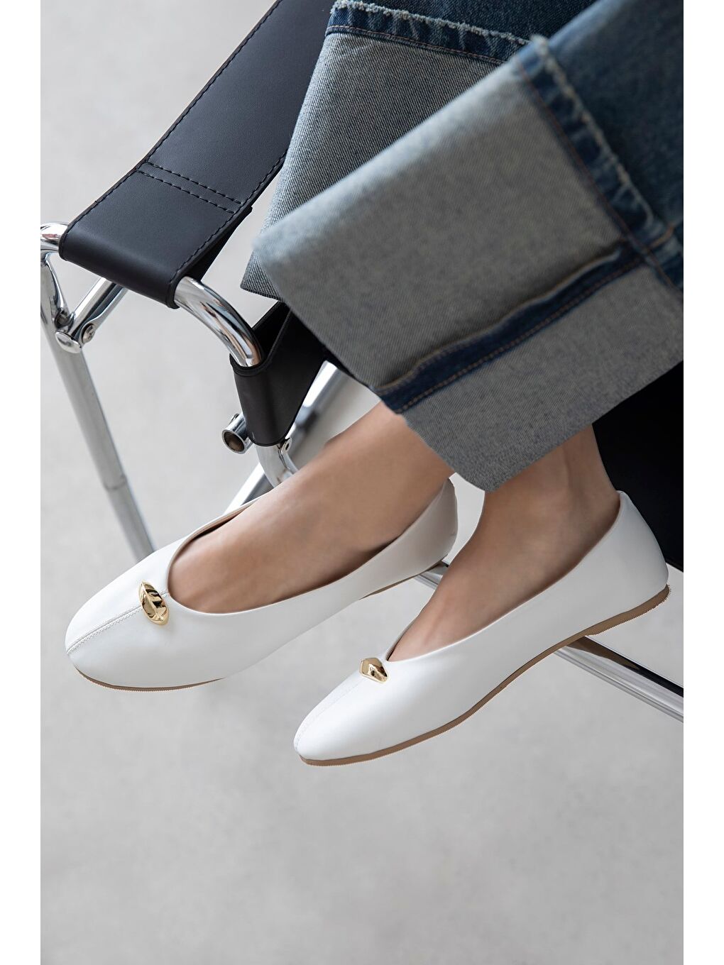 Brett Kadın Aksesuar Detay  Deri Babet Beyaz