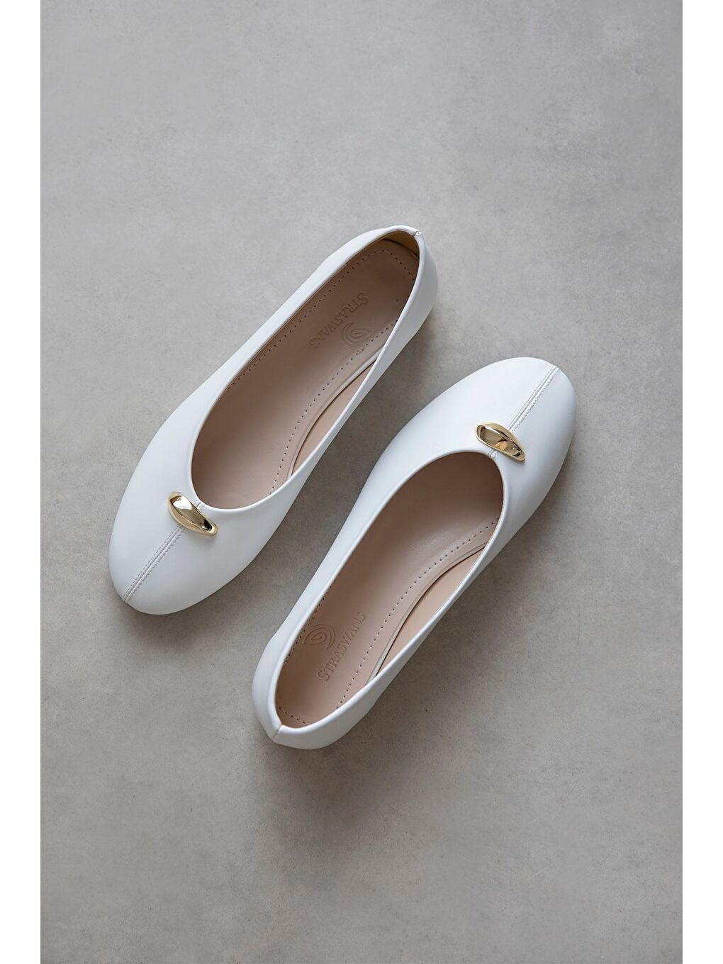 Brett Kadın Aksesuar Detay  Deri Babet Beyaz-2