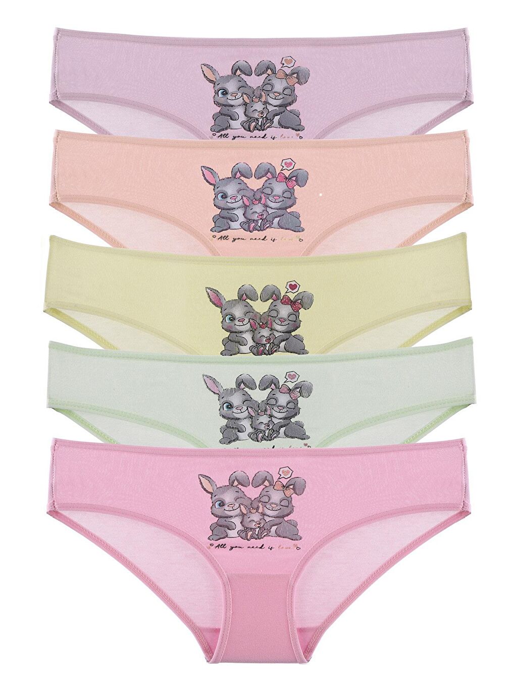 Karışık Kız Çocuk Külot 5'li Paket Pamuklu Elastanlı