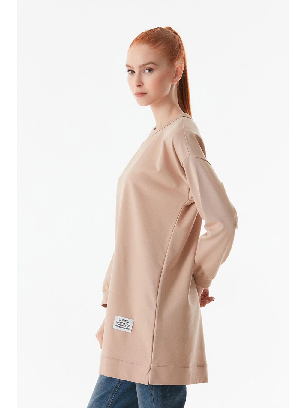 Fullamoda Bej Basic Bisiklet Yaka Tunik - 4