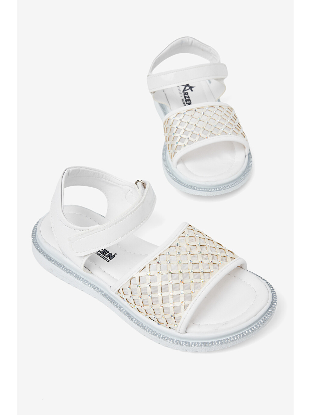 Çocuk Unisex Beyaz Çoçuk Taşlı Sandalet-3