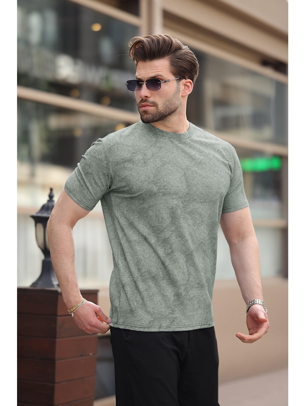 Haki Basic Erkek Tişört E7131