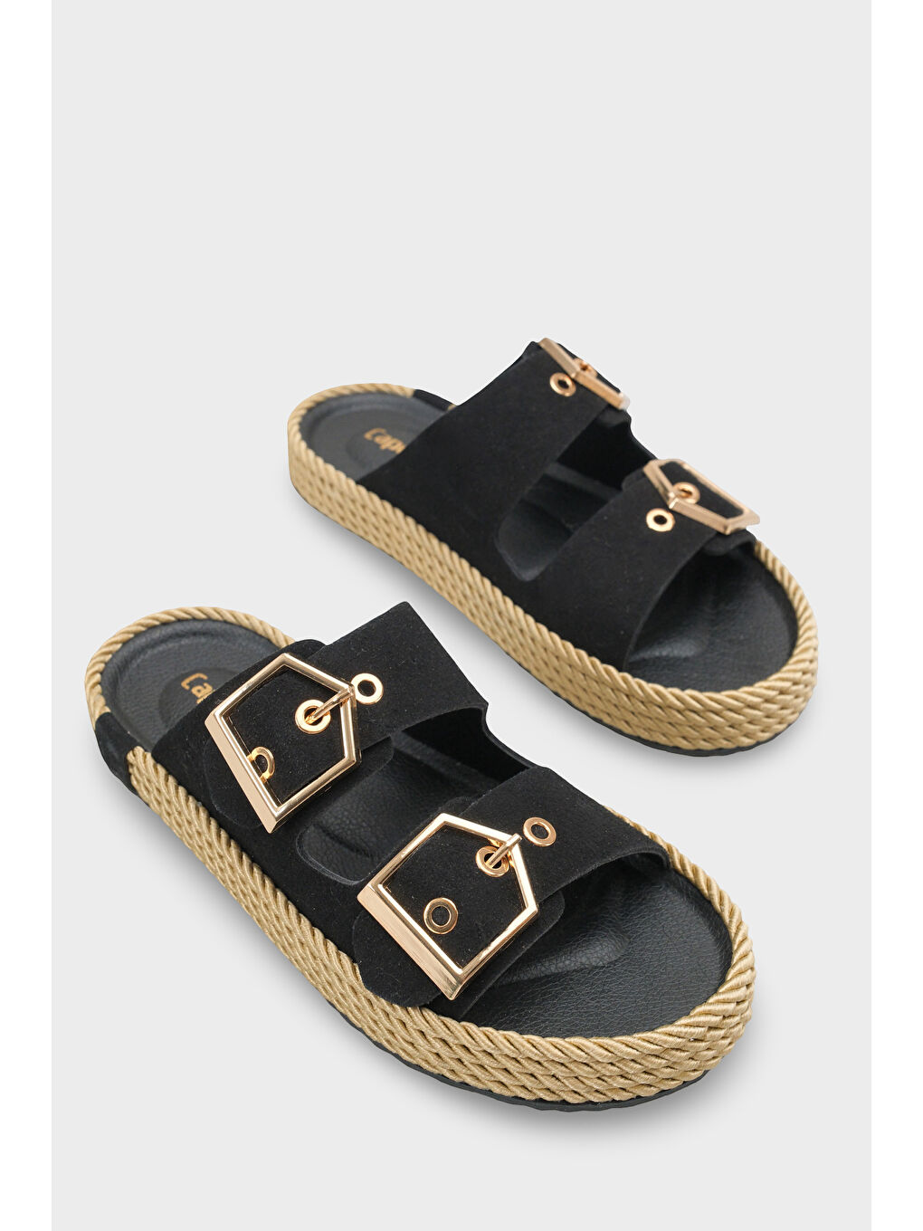 Siyah Keslie Metal Tokalı Konfor Kadın Terlik-1