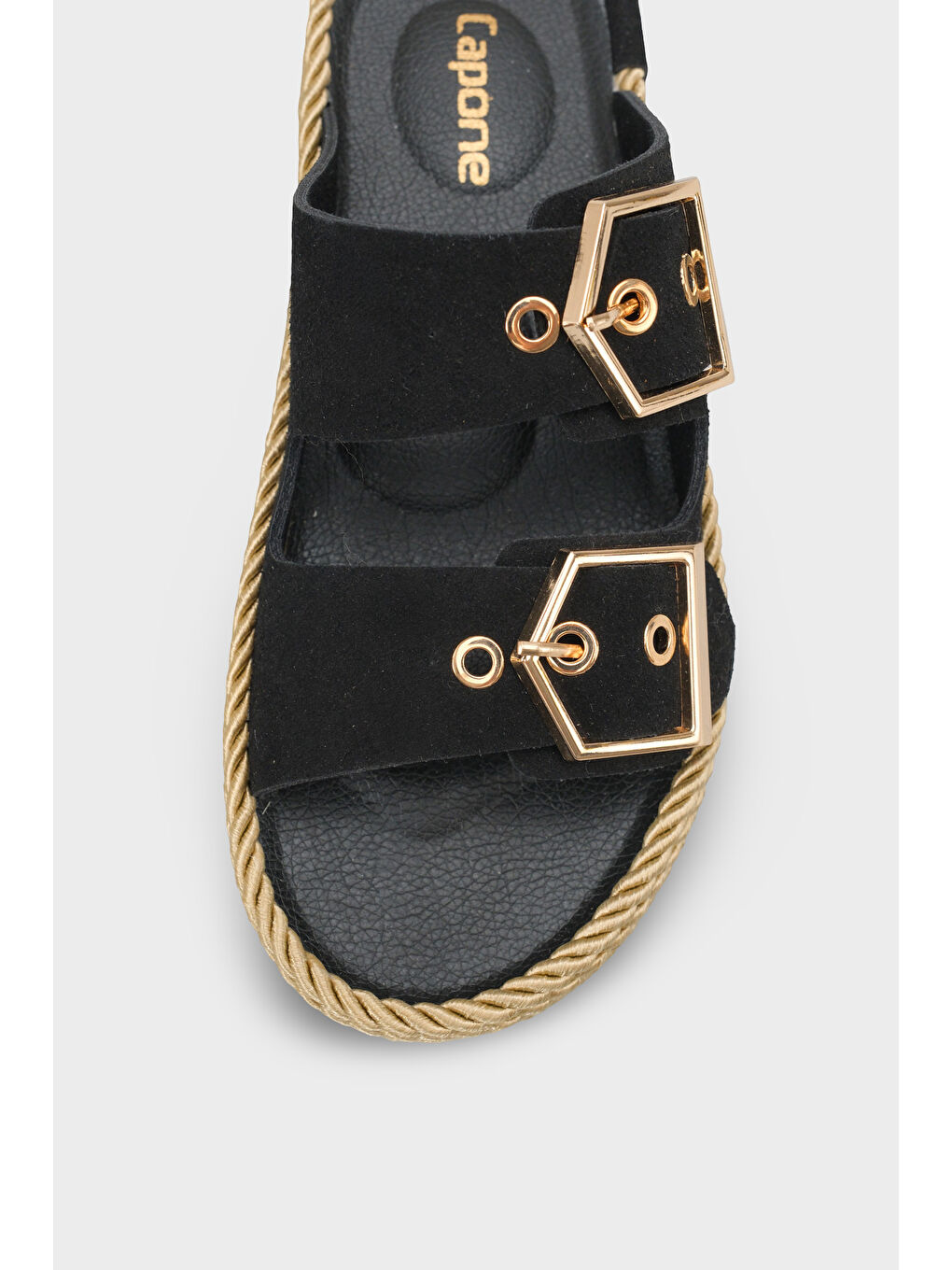 Siyah Keslie Metal Tokalı Konfor Kadın Terlik-2