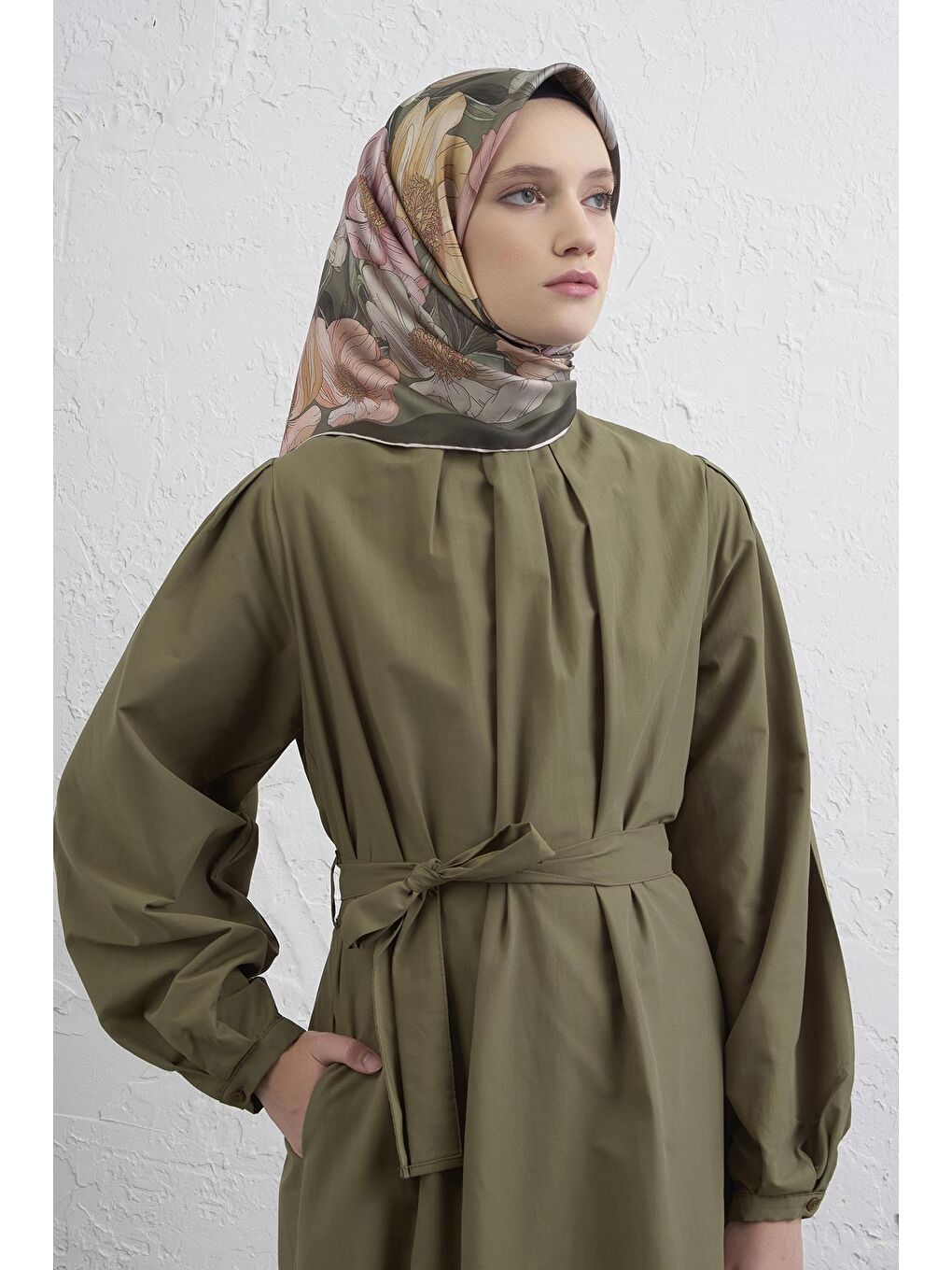 Yeşil Saf İpek Sura Eşarp 9403D 80-1