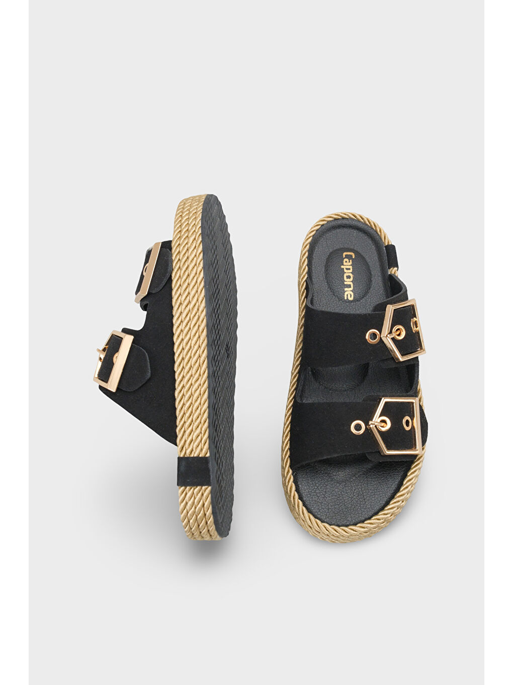 Siyah Keslie Metal Tokalı Konfor Kadın Terlik-4