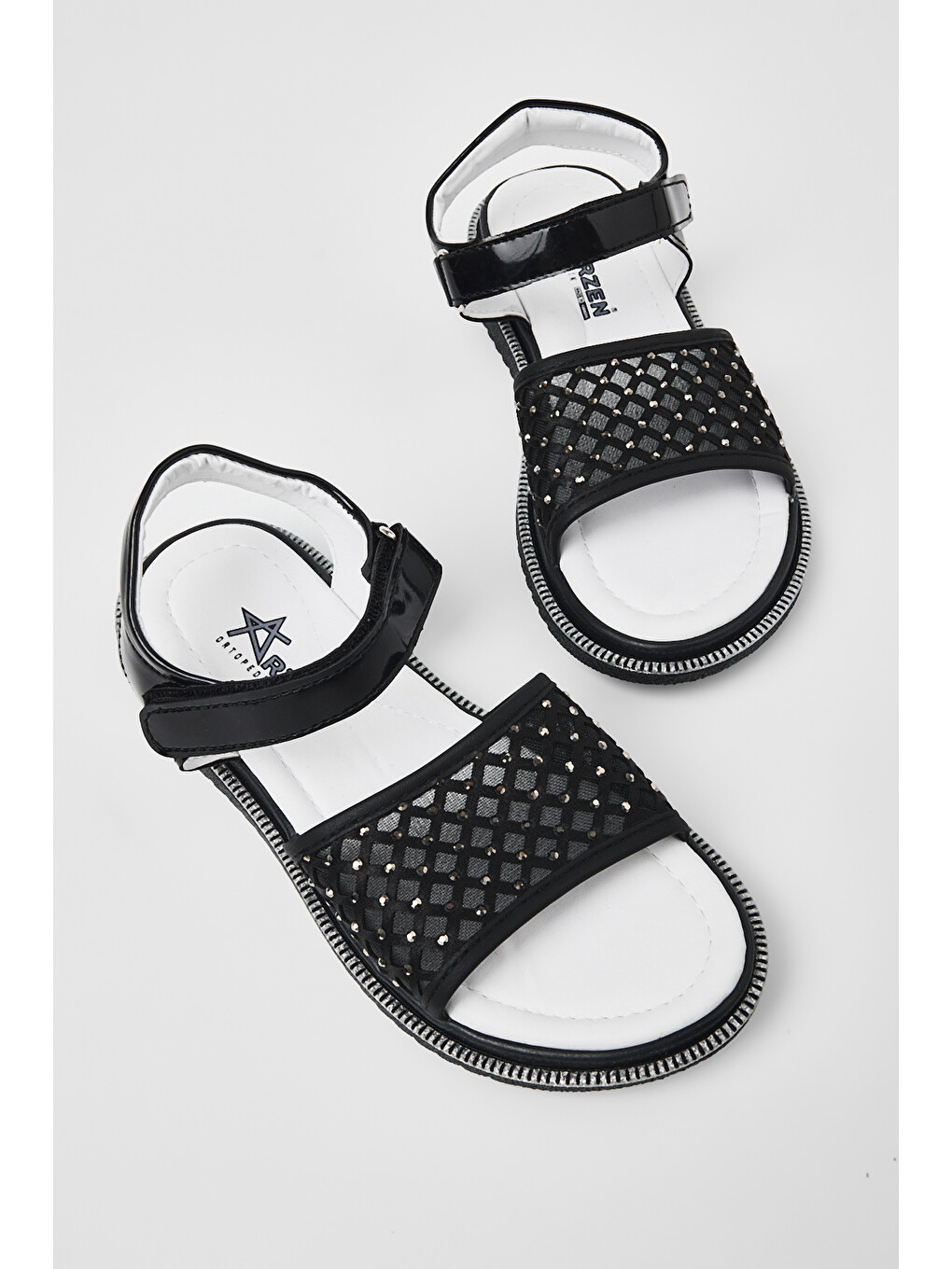 Çocuk Unisex Siyah Çoçuk Taşlı Sandalet