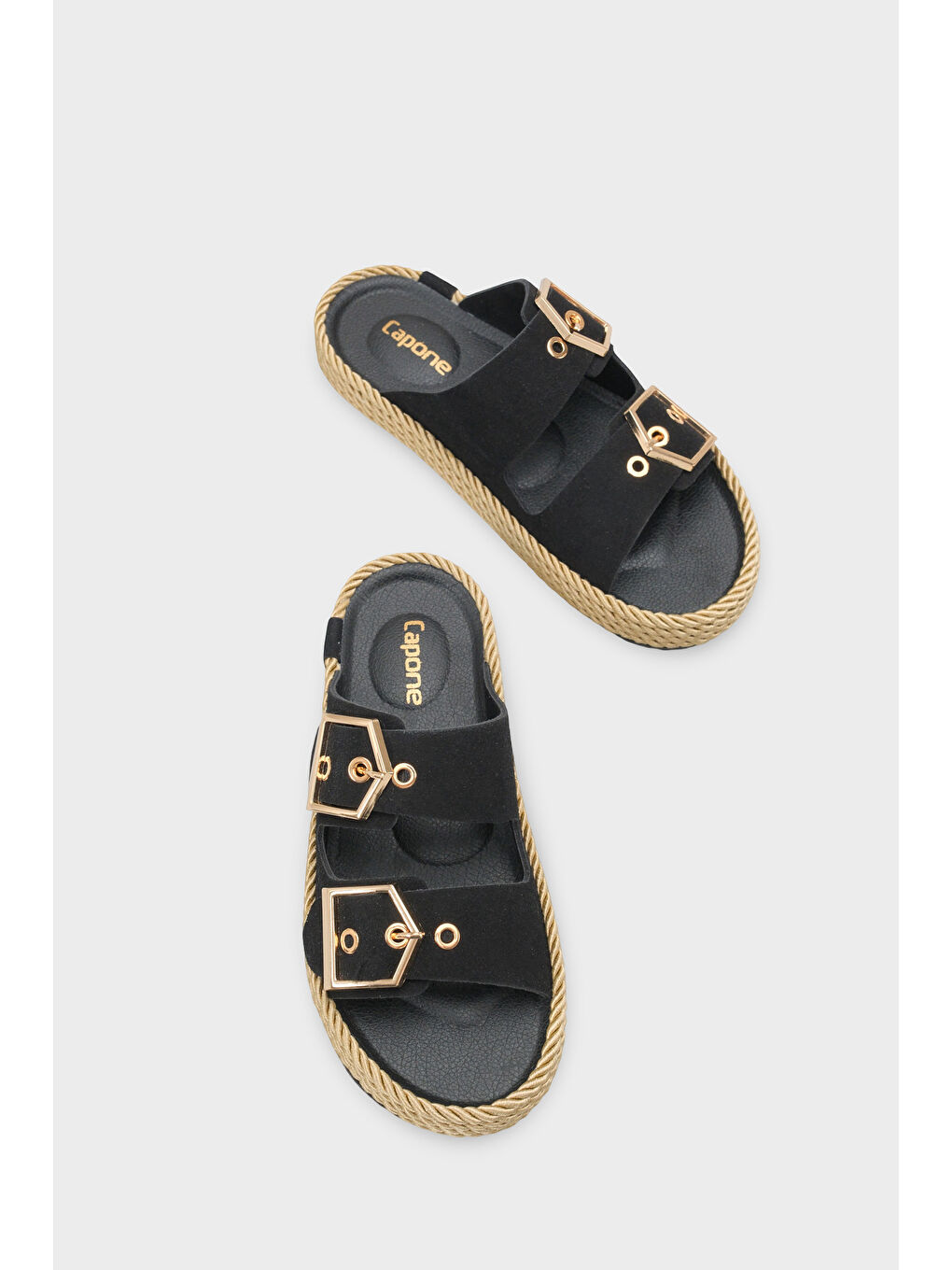 Siyah Keslie Metal Tokalı Konfor Kadın Terlik-5