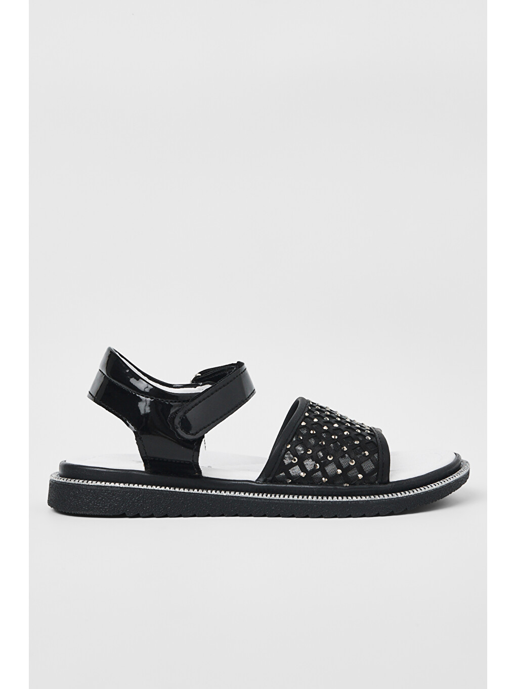 Çocuk Unisex Siyah Çoçuk Taşlı Sandalet-1