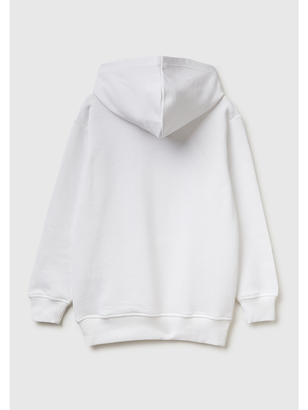 Erkek Çocuk Beyaz Önü Logo Baskılı Kanguru Cepli Kapüşonlu Sweatshirt-1