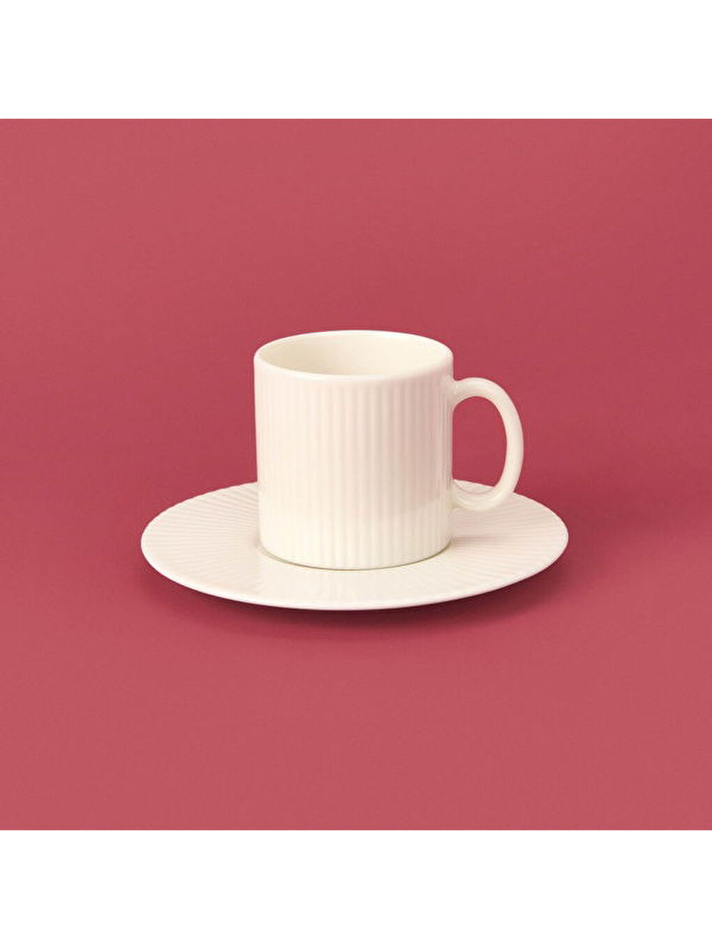 12 Parça Çizgili Kahve Fincan Seti - Beyaz-2