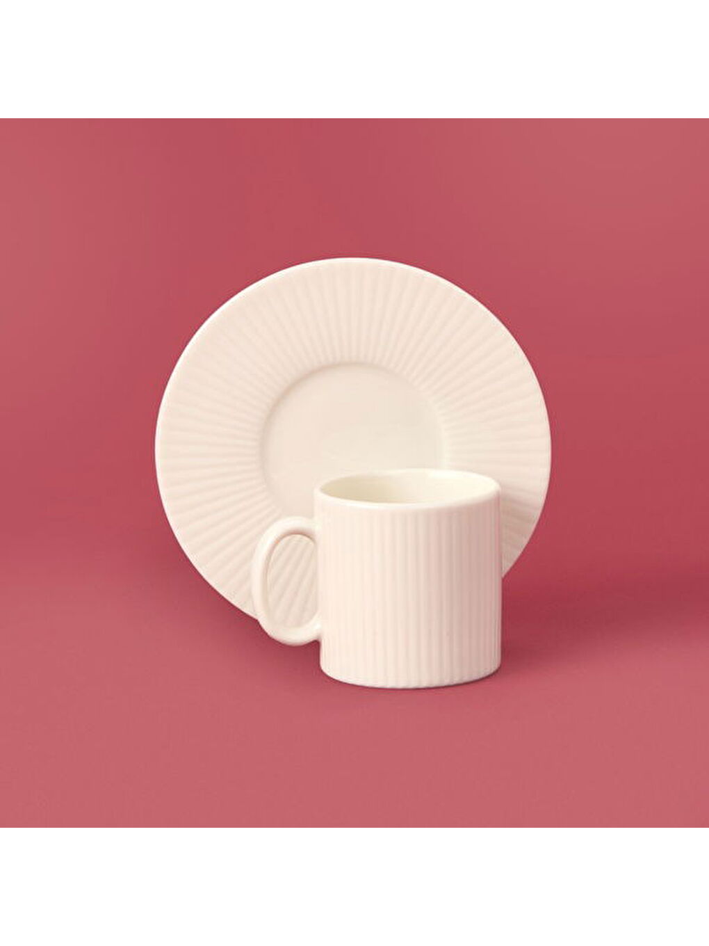 12 Parça Çizgili Kahve Fincan Seti - Beyaz-3