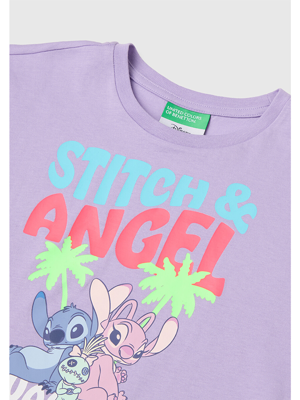 Kız Bebek Lila Lilo & Stitch Baskı Detaylı Bisiklet Yaka T-Shirt-2