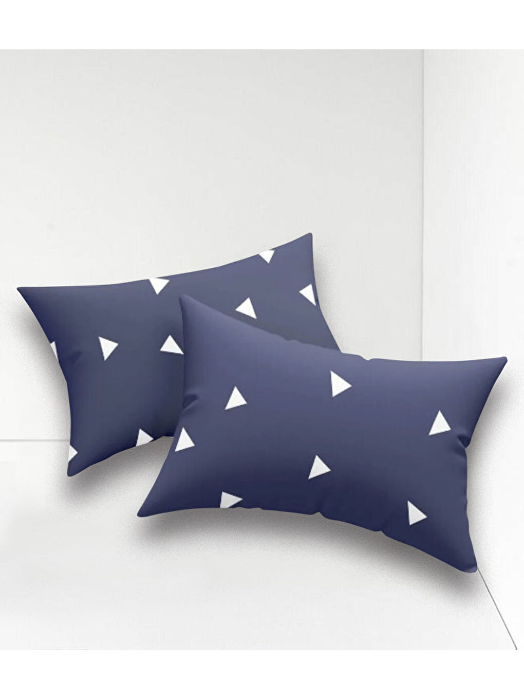 2li Yastık Kılıfı Üçgen Mavi-1