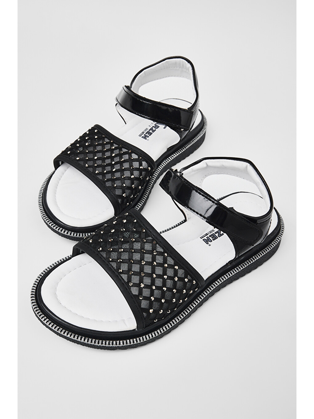 Çocuk Unisex Siyah Çoçuk Taşlı Sandalet-3