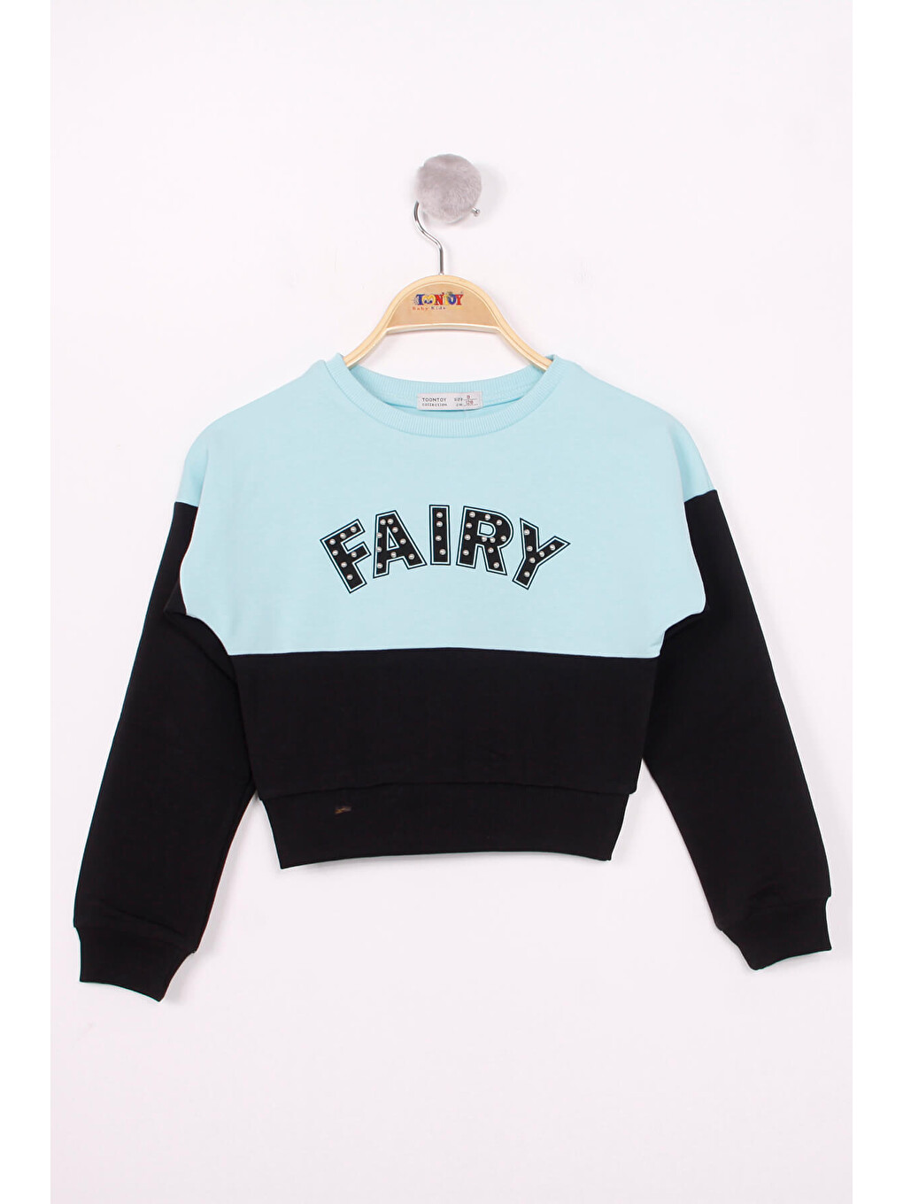 Yeşil Kız Çocuk Fairy Baskılı Garnili Sweatshirt