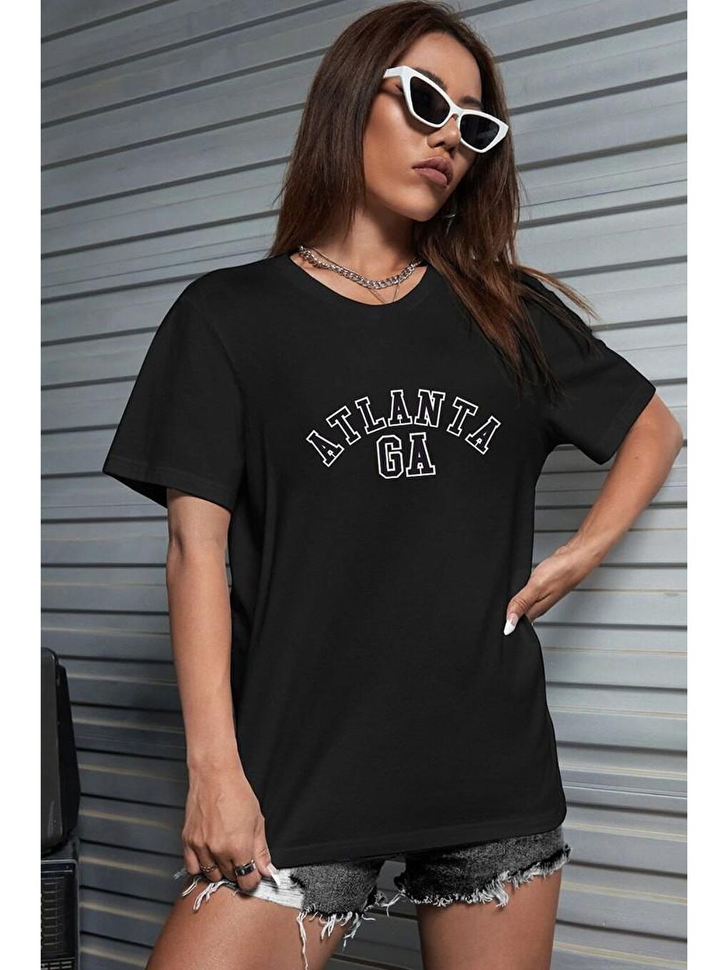 uyguntarz Siyah Atlanta Baskılı T-shirt