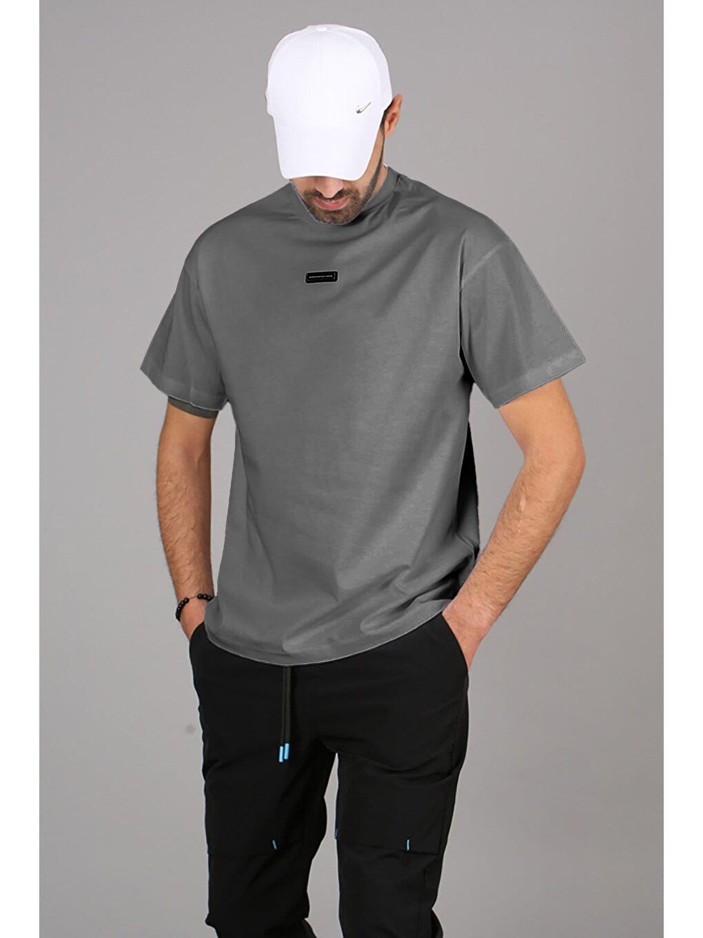 Gri Erkek Füme Sırt Detaylı Tişört 5365