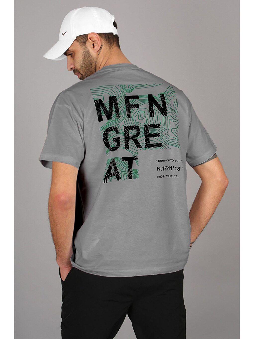 Gri Erkek Füme Sırt Detaylı Tişört 5365-1