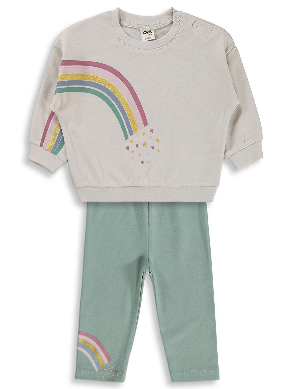 Baby Baskılı 6-18 Ay Takım - Bej 6-9 Ay