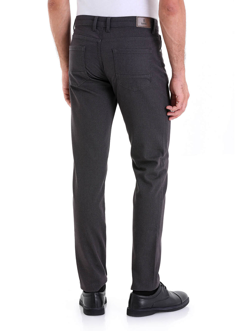 Gri Dinamik Fit Desenli Pamuklu 5 Cep Kanvas Erkek Pantolon-4