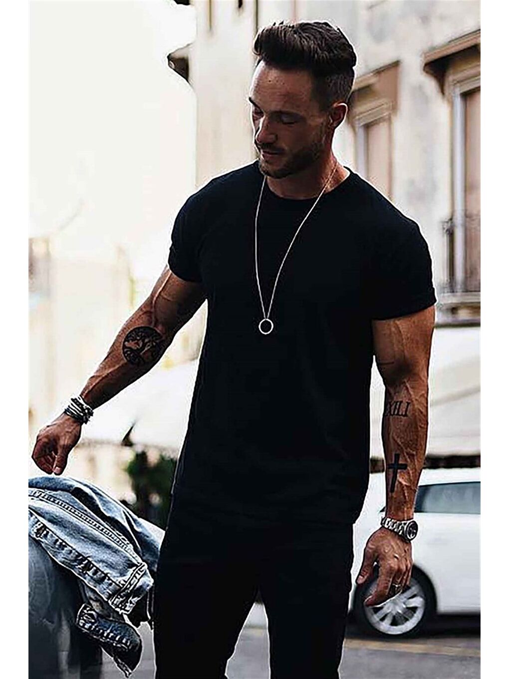 Bisiklet Yaka Basic Tişört Siyah 3006-3