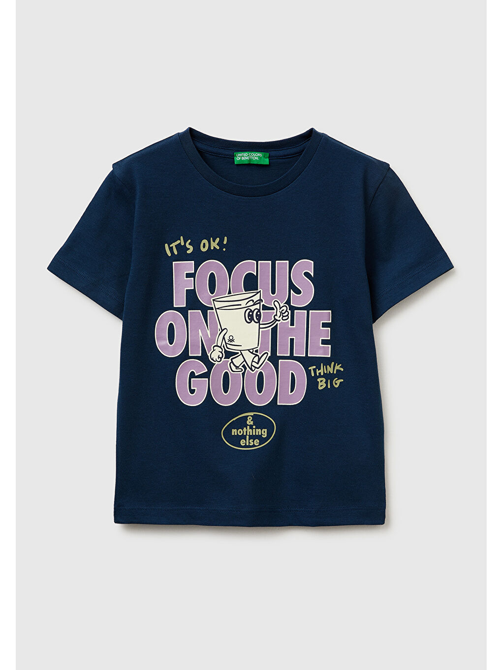 Erkek Çocuk Koyu Lacivert Çok Renkli Baskılı Bisiklet Yaka T-Shirt