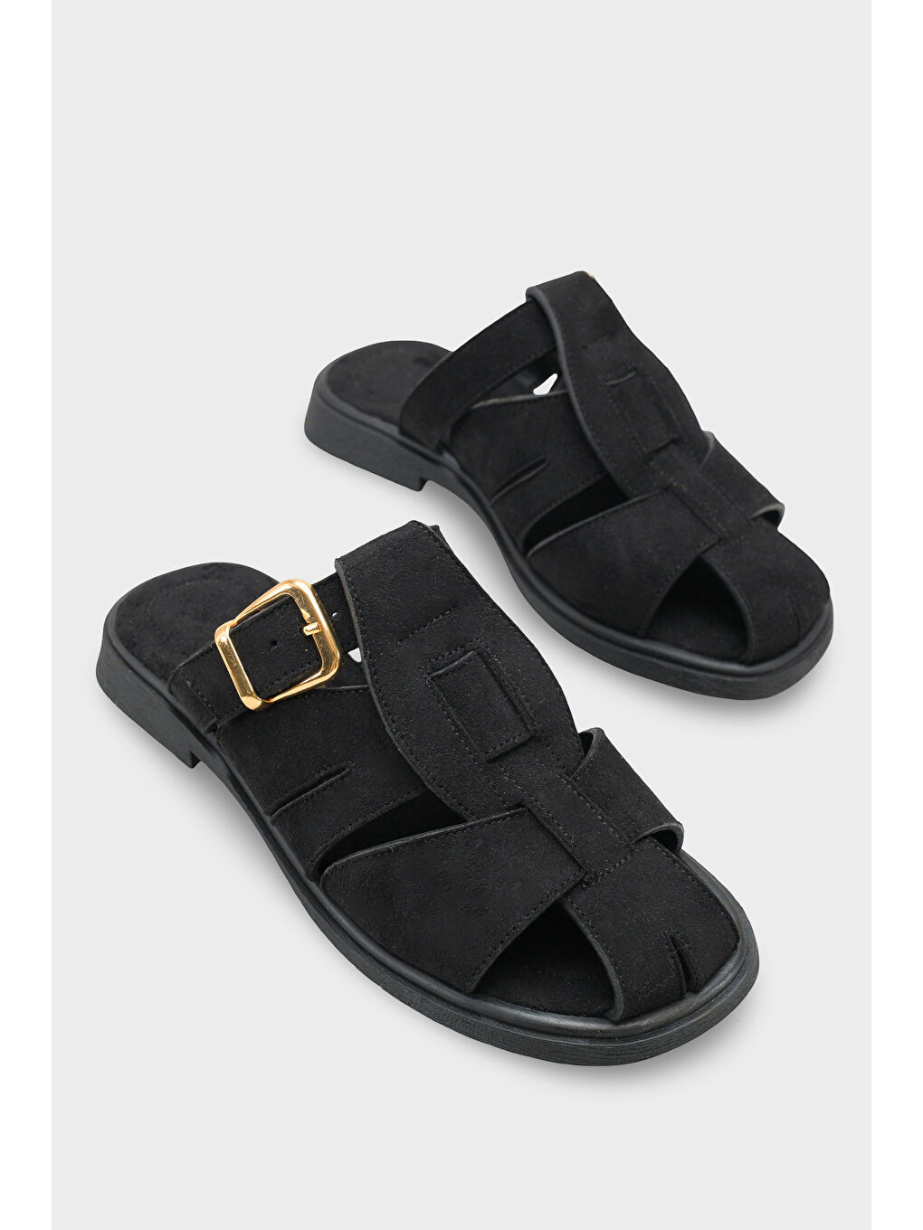 Siyah Alanna Gladyatör Kadın Terlik-1