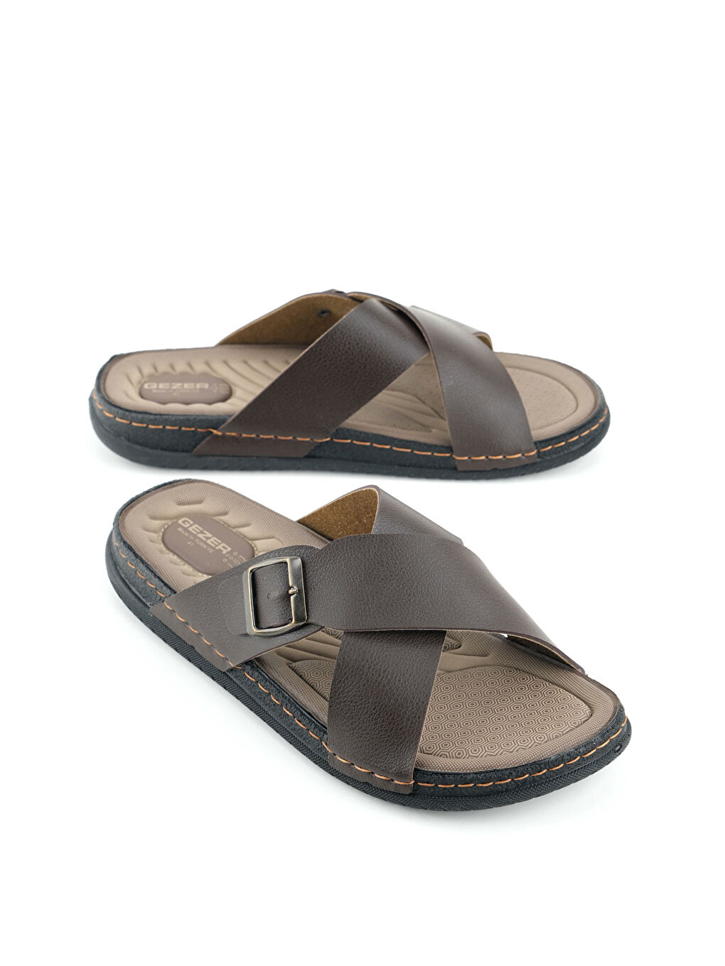 Kahverengi Erkek Yazlık Suni Deri Tek Toka Ayarlanabilir Rahat Taban Günlük Terlik