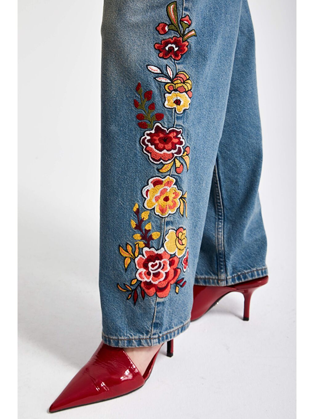 Mavi Kadın T.Kot Rengi 2S566 Çiçek Nakışlı Skater Fit Tasarım Denim-4