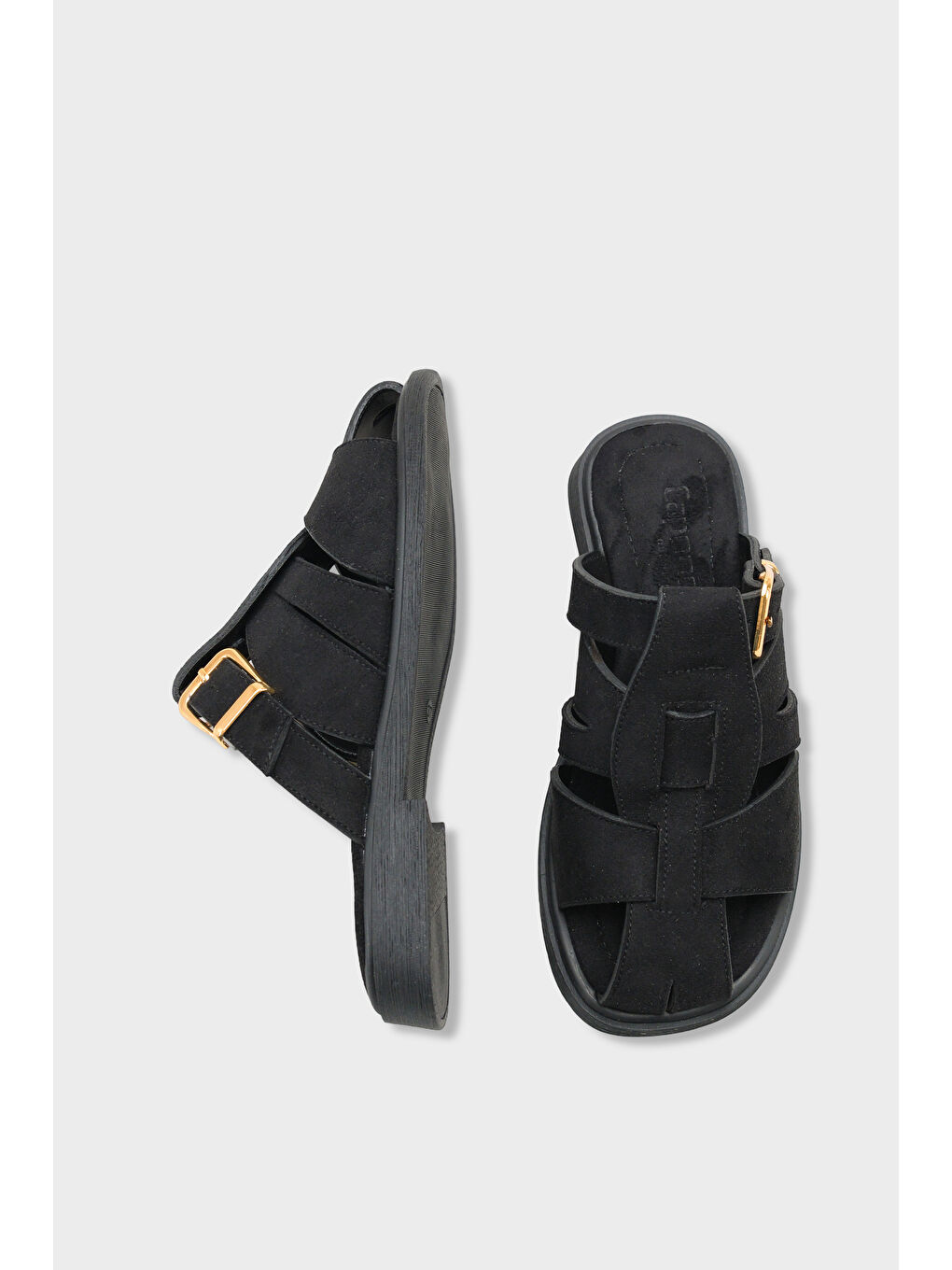 Siyah Alanna Gladyatör Kadın Terlik-4